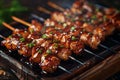 Generative AI Image of Delicious Chicken Satay Food with Sweet Soy Sauce