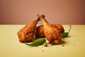 Generative AI Image of Delicious Fried Chicken with Spicy Green Chilies