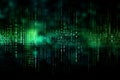 Generative AI Image of Digital Technology Concept with Green Binary Code Data on Computer Screen Royalty Free Stock Photo