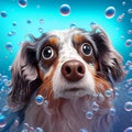 Generative AI image of a dog taking a bath with bubbles Royalty Free Stock Photo