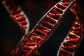 Generative AI Image of Double Helix Red DNA Structure on a Dark Background Royalty Free Stock Photo