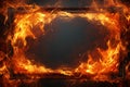 Generative AI Image of Empty Photo Frame with Hot Fire Flame on Black Background Royalty Free Stock Photo