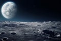 Generative AI Image of Exploring the Moon in Outer Space with Planet in the Sky