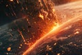 Generative AI Image of Fiery Meteor Falls on a Planet Causing a Terrible Explosion