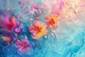 Generative AI Image of Floral Flowers Floating on Cool Blue Water Royalty Free Stock Photo
