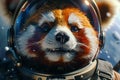 Generative AI Image of Fox Animal Wearing Astronaut Suit with Helmet Exploring Outer Space