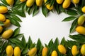 Generative AI Image of Frame of Mangoes Fruit and Green Foliage