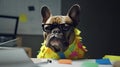Generative Ai image of a french bulldog with sticky notes