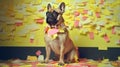 Generative Ai image of a french bulldog with sticky notes