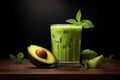 Generative AI Image of Fresh Avocado Fruit Drink in Glass