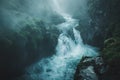 Generative AI Image of Fresh Water Flowing in the River with Mist Fog Smog Royalty Free Stock Photo