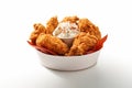 Generative AI Image of Fried Chicken with Mayonnaise Sauce in Small Paper Bucket