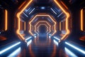 Generative AI Image of Futuristic Tunnel Passage with Neon Lights