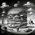 Generative AI image of a giant hamburger Royalty Free Stock Photo