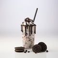 Generative AI Image of a Glass of Chocolate Milkshake with Cream Topping Looks Delicious