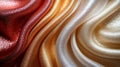 Generative AI Image of Glitter Shiny Elegant Golden with Red Fabric Silk Pattern Wave Royalty Free Stock Photo