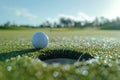 Generative AI Image of Golf Ball with Mini Hole in Green Field at Daytime Royalty Free Stock Photo