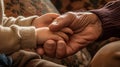 Grandfather and grandchild holding hands