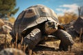 Generative AI Image of a Great Tortoise Resting on Lands in Bright Day Royalty Free Stock Photo