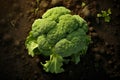 Generative AI Image of Green Broccoli Vegetable on the Ground