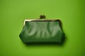 Generative AI Image Of Green Womans Money Purse On Green Background Representing Ethical Or Sustainable Finances And Investment