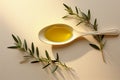 Generative AI Image of Healthy Olive Oil in White Spoon
