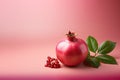 Generative AI Image of Healthy Pomegranate Fruit with Blank Space on Pink Background