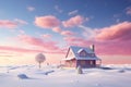 Generative AI Image of Home House Building in Winter with Clouds in Dramatic Sky