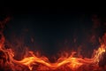 Generative AI Image of Hot Burning Fire with Blank Space on Dark Background Royalty Free Stock Photo