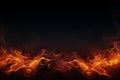 Generative AI Image of Hot Burning Fire Design with Blank Space on Dark Background Royalty Free Stock Photo