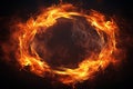 Generative AI Image of Hot Fire Circle Frame with Blank Space on Black Background Royalty Free Stock Photo