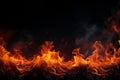 Generative AI Image of Hot Fire Flame with Blank Space on Black Background Royalty Free Stock Photo