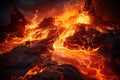 Generative AI Image of Hot Molten Lava Rocks in the Erupting Volcano Royalty Free Stock Photo