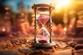 Generative AI Image of Hourglass for Counting Time with Pink Sand