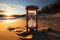 Generative AI Image of Hourglass Timer with Sand on the Beach