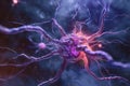 Generative AI Image of Human Brain Cell with Connected Neural Nerve Network System