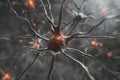 Generative AI Image of Human Brain Cell with Connected Neural Nerve Network System