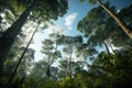Generative AI Image of Low Shot of Green Trees in Amazon Rainforest