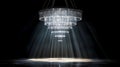 Generative AI Image of Luxury White Chandelier Shiny Emitting Light with Black Background Royalty Free Stock Photo