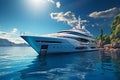 Generative AI Image of Luxury Yacht in the Blue Sea on Sunny Day