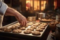 Generative AI Image of Male Chef Hands Making Cookies in the Kitchen