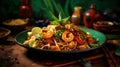 Mee Goreng Mamak: A Malaysian street food, stir-fried noodles with aromatic spices Royalty Free Stock Photo