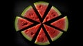 A circle formed by perfectly arranged watermelon slices