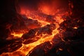 Generative AI Image of Molten Hot Fire Lava in the Volcano