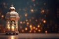 Generative AI Image of Mosque Islamic Lantern Decoration with Blank Space on Dark Background Royalty Free Stock Photo