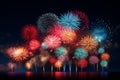 Generative AI Image of New Year Celebration with Fireworks Party at Night