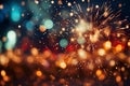 Generative AI Image of New Year Fireworks on Colorful Bokeh Lights Background Royalty Free Stock Photo