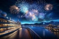 Generative AI Image of New Year Party Celebration in Cruise Ship at Night