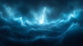 Generative AI Image of Ocean Sea Waves with Storm Dark Clouds and Lightning Strike in the Sky Royalty Free Stock Photo