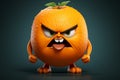 Generative AI Image of Orange Fruit Cartoon Character with Angry Expression on Dark Background Royalty Free Stock Photo